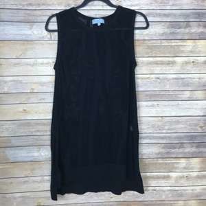 Joan Vass L Loose Knit Tunic Sweater Vest B78